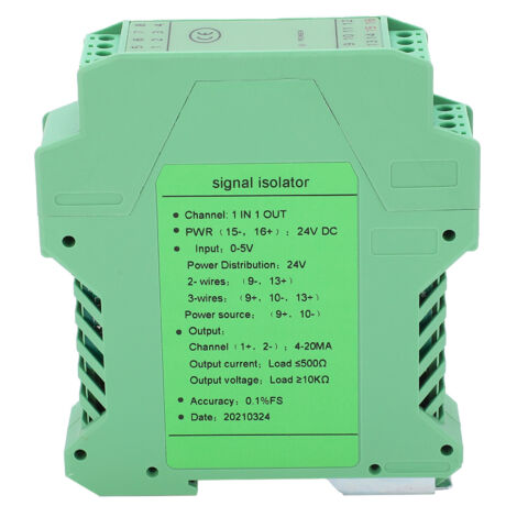 DC-Signalisolator 0-10V Zu 4-20mA – 1 Eingang, 2 Ausgänge, 24V, 35mm Hutschiene, Für SPS & Messumformer