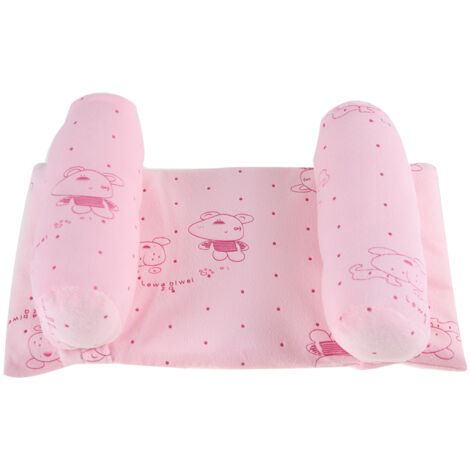 Anti-Roll-Babykissen aus Baumwolle – Kissen zur Vorbeugung von Flachkopf bei Neugeborenen (Rosa)