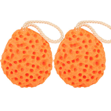 2-teiliges Set: Weicher Baby-Badeschwamm, schäumendes Duschgel für Kinder, orangefarbener Duschball (1/5)