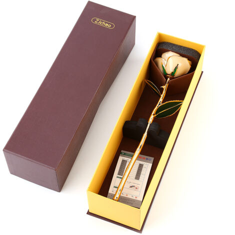 Ewige Rose aus 24-karätigem Gold mit langem Stiel – Elegantes, handgefertigtes Geschenk zur Dekoration (1/5)