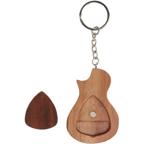 Gitarrenplektrum-Etui aus Holz mit Schlüsselanhänger, Geschenkbox zur Aufbewahrung von Musikinstrumenten (1/5)