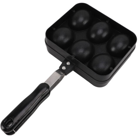 Takoyaki-Backblech mit 6 Mulden, antihaftbeschichtet, doppelseitig, schwarz, Küchenhelfer zum Backen und Grillen (1/5)