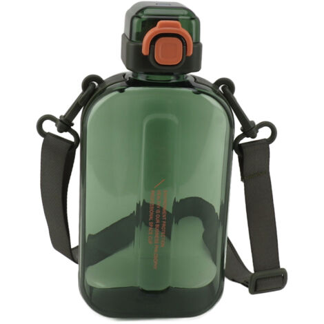 750 ml auslaufsichere PC-Silikon-Wasserflasche mit Tragegurt, ideal für Sport und Outdoor-Aktivitäten, grüne Farbe.
