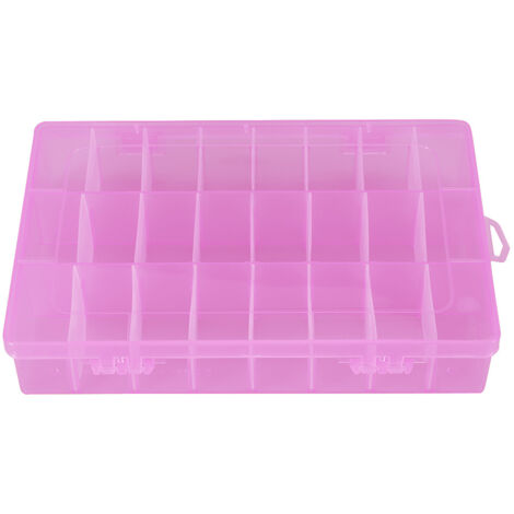 Abnehmbare Aufbewahrungsbox mit 24 Fächern für Schmuck, Perlen und Ohrringe – Rosa (1/5)