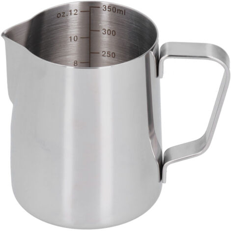 350-ml-Milchkännchen aus Edelstahl mit spitzem Ausguss und Graduierungsmarkierungen für Kaffeeschaum (1/5)