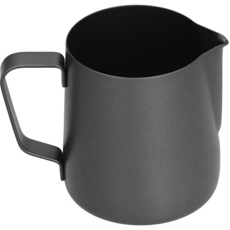 400-ml-Milchkännchen aus Edelstahl mit PTFE-Ausgießer für Milchaufschäumer, ideal für Kaffee und zum Kochen – Schwarz (1/5)