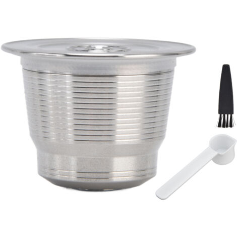 Wiederverwendbarer Edelstahl-Kaffeekapselfilter für Nespresso-Maschinen mit Bürste und Löffel