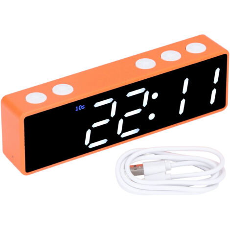 Multifunktionaler digitaler LED-Trainingstimer für Fitnessstudio und Schlafzimmer (orangefarbener Rahmen, grün-weißes Display) (1/5)