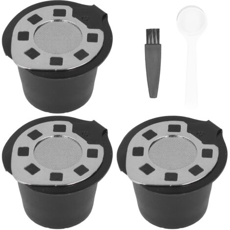 50-ml-Mehrweg-Edelstahlkapsel mit Reinigungsbürste und Löffel für Nespresso – Chrom-Ersatzfilter