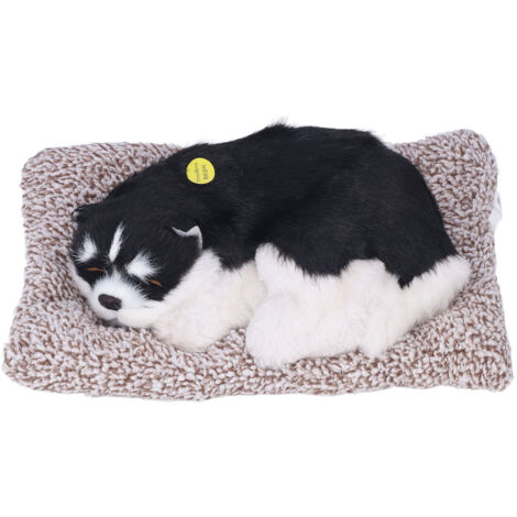 Großes schwarzes Husky-Hundespielzeug mit Sound – Realistische Plüsch-Autodekoration aus Kunststoff – Originelles und lustiges Geschenk (1/5)