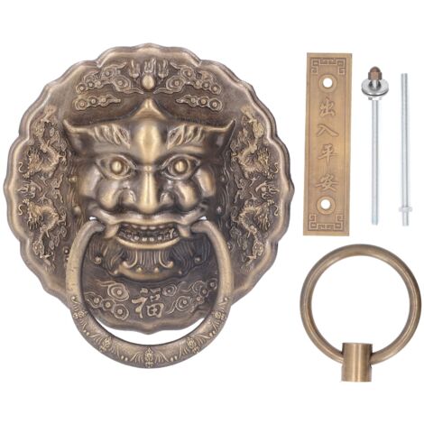 Schwerer Türklopfer aus antiker Bronze, doppelseitig montierbar, mit Zugring für Doppeltüren (1/5)
