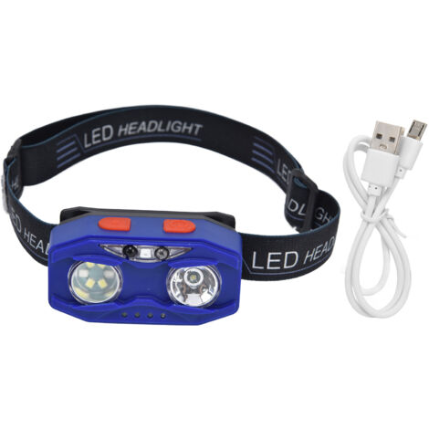 LED-Stirnlampe mit Gestensteuerung, USB-Ladefunktion, wasserdicht, zwei Lichtquellen und verstellbarem Kopfband (1/5)