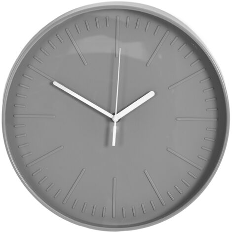 Moderne, minimalistische, geräuschlose Wanduhr aus grauem Kunststoff für Wohnzimmer und Schlafzimmer (1/5)