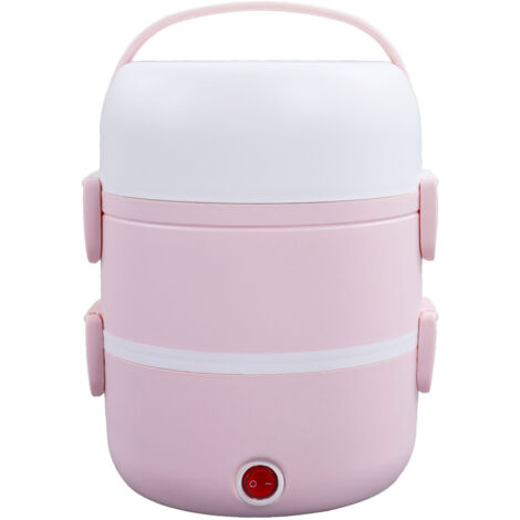 3-lagige, elektrisch beheizbare Lunchbox (250 W), tragbarer Reiskocher (220 V), rosa EU-Stecker, für Bento-Boxen