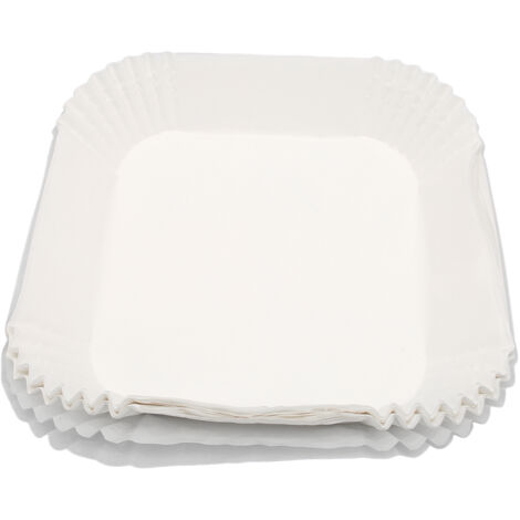 100 Einweg-Fritteusenfolien mit Antihaftbeschichtung – wasserfestes, geöltes Backpapier – mikrowellen- und herdgeeignet – weißes, quadratisches Format (1/5)