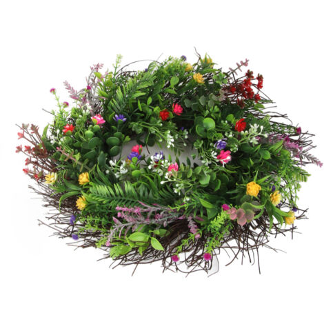 Kranz aus getrockneten Frühlingswildblumen für die Haustür, Wanddekoration für Hochzeiten und Zuhause (1/5)
