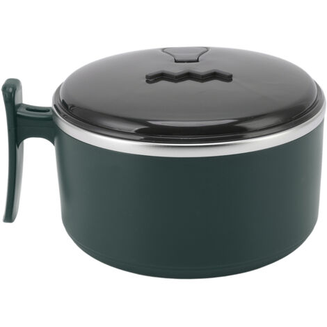 Doppelwandige, isolierte Thermoskanne aus Edelstahl 304 mit Deckel und Ständer, Hohlkonstruktion für optimale Wärmespeicherung, schwarz-grüner Ramen-Becher für die Küche