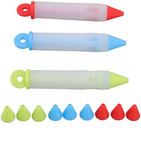 Set mit 3 abnehmbaren Silikon-Lebensmittel-Zuckergussstiften mit 12 Designs zum Selbermachen von Kuchendekorationen (1/5)