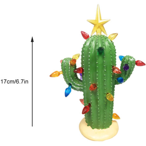 Beleuchteter Weihnachtskaktus aus Kunstharz – Vintage-Tischdekoration – Retro-Ornament