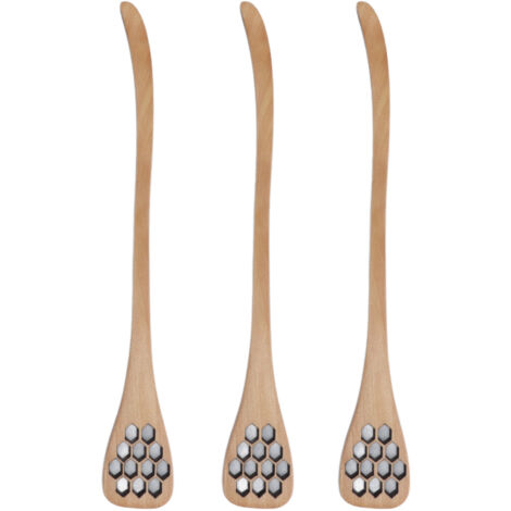 3-teiliges wiederverwendbares Honiglöffel-Set aus Holz, Rührstab für Küche und Gastronomie, Naturholz-Design