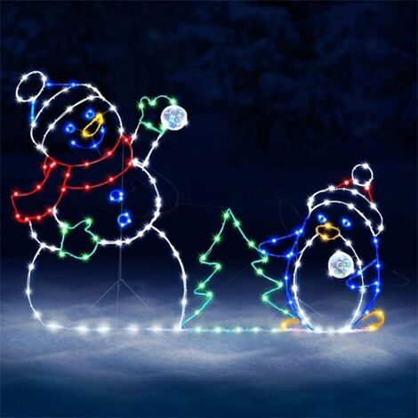 Animierte Weihnachtslichterkette für Garten und Innenbereich – Festliche Außen-/Innendekoration mit schneebedeckten Ornamenten (1/5)