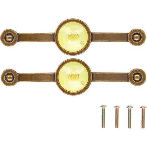 Griffe im Vintage-Stil aus Kupfer-Zink-Legierung mit pastellfarbenem Acryl-Einsatz für Küchenschränke oder Schubladen (1/5)