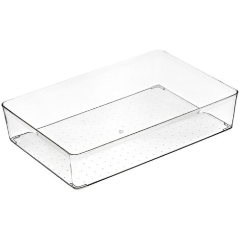 Robuste, transparente Aufbewahrungsbox mit Schublade, unterteilter Küchenorganizer, großer quadratischer Behälter. (1/5)