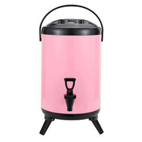 8-Liter-Getränkespender aus Edelstahl für heiße und kalte Getränke mit Zapfhahn, ideal für Milch, Tee und Veranstaltungen, Farbe: Rosa. (1/5)