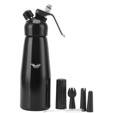 Sahnespender aus Edelstahl und Aluminium (500 ml) mit 3 Tüllen für Desserts und Gebäck (1/5)