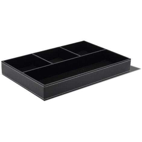 Aufbewahrungsbox aus Kunstleder mit 4 Fächern für Schreibtisch und Kommode – Organizer für Geldbörsen, Münzen, Schlüssel und Schmuck (1/5)