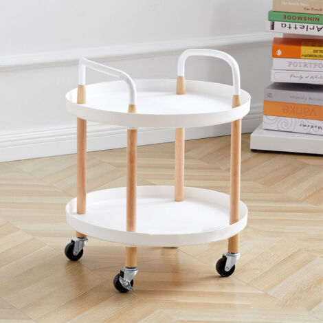 2-stöckiger Rollwagen, weiß – Stilvolles Design mit robusten Kunststoffarmlehnen für Wohnzimmer oder Büro (1/5)