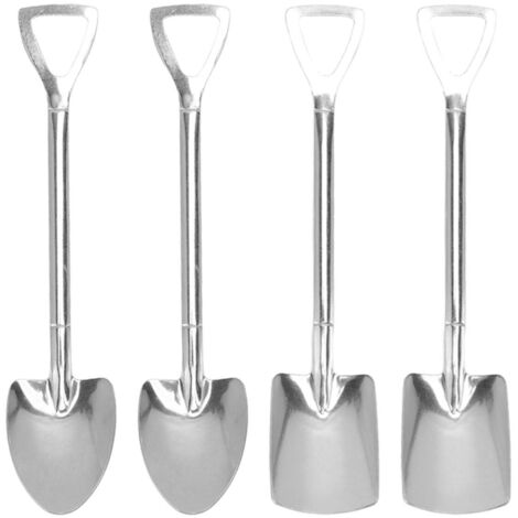 Niedliches Dessertlöffel-Set aus Edelstahl – 2 spitze und 2 quadratische Löffel – lebensmittelecht, wiederverwendbar für selbstgemachten Kaffee (1/5)