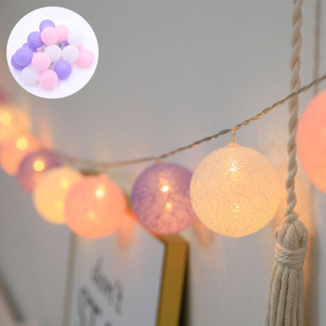 Batteriebetriebene, bunte LED-Lichterkette mit blinkenden Kunststoffkugeln für Weihnachts- und Silvesterdekorationen, 2 Meter, 10 violette LEDs