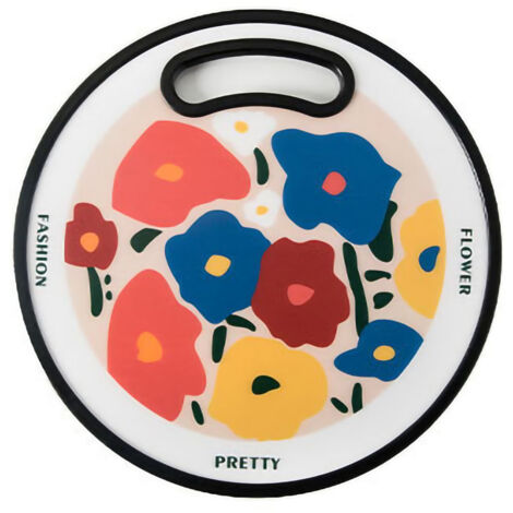 Multifunktionales rundes Acryl-Schneidebrett, leicht zu reinigen für Obst und Babynahrung, elegantes Blumendesign für die Küche