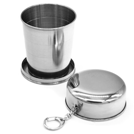 Faltbarer 240-ml-Weinbecher aus Edelstahl, tragbarer Teleskopbecher für Wanderungen