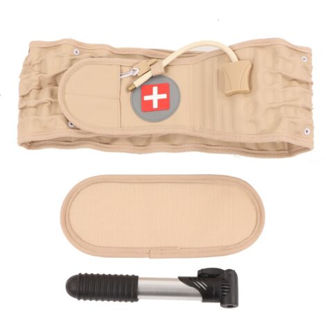 Aufblasbarer Lendenwirbelstützgürtel – Traktionsfunktion zur Muskelentspannung – TPU-Material – Verstellbare Lendenwirbelstütze – Khaki-Silber, inklusive Aufblasvorrichtung (1/5)