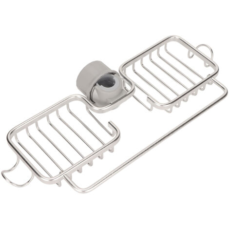 Ablage für den Wasserhahn mit zwei Behältern aus Aluminium und Kunststoff, Handtuchhalter für Schwamm und Geschirrtuch, Küche und Bad, Silber (1/5)