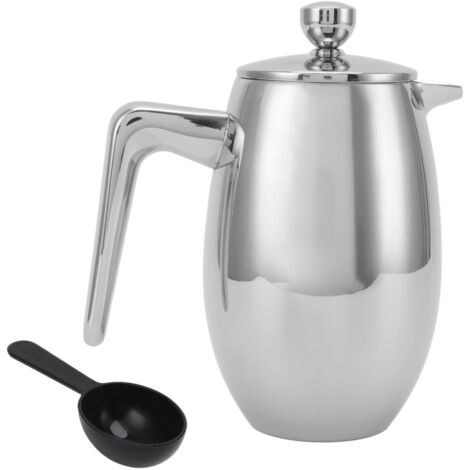 French Press aus Edelstahl 304, doppelwandige Teekanne mit U-förmigem Ausguss, 350 ml für Zuhause