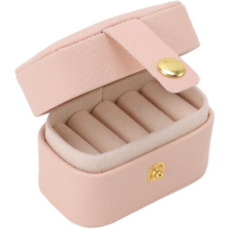 Mini-Schmuckkästchen aus PU-Leder, Aufbewahrungsbox für Ringe, Reiseorganizer für Ohrringe, rosa (1/5)