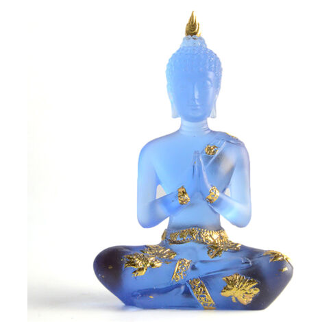 Miniatur-Buddha-Statue (sitzend), transparent, buddhistische Dekoration, Kunstharz