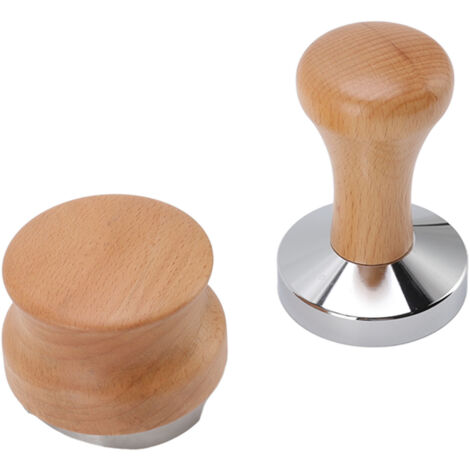 Kaffeepulverhammer und -spender mit Edelstahlfuß, Kaffeetamper mit Holzgriff für Zuhause und Café, 58 mm (1/5)