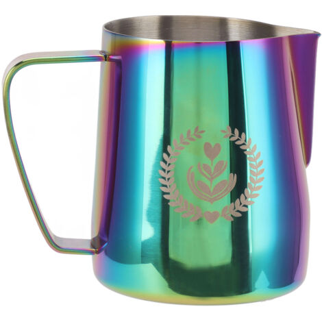 350 ml Milchkännchen aus Edelstahl 304 zum Aufschäumen von Kaffee, präziser Ausgießer, farbenfrohes Design für den Hausgebrauch (1/5)