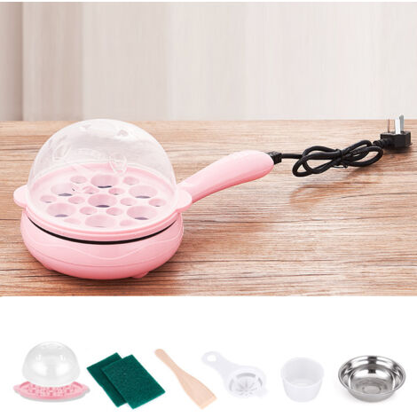 2-in-1 multifunktionale Antihaft-Eierpfanne, automatisches Kochen und Sicherheitsabschaltung, ideal für Zuhause und Studentenwohnheim, rosa Farbe.