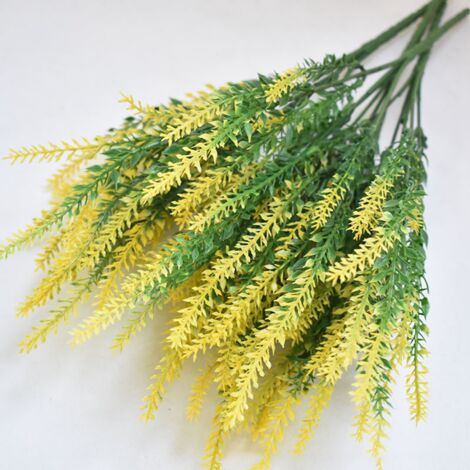 Realistische und geruchlose künstliche Lavendelblüten aus Kunststoff, ideal für Hochzeitsdekorationen und festliche Anlässe in Gelb.