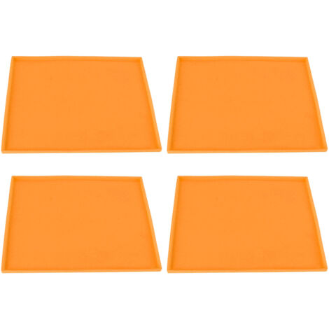 4-teiliges, hitzebeständiges, antihaftbeschichtetes Dörrgerät aus lebensmittelechtem Silikon mit orangefarbenem Rand zum Trocknen von Früchten. (1/5)