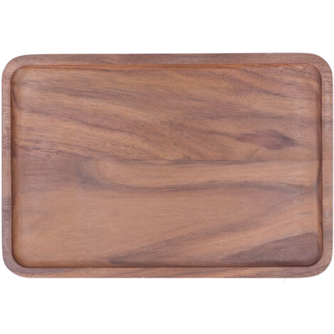 Quadratischer Walnussholzteller zum Servieren, Dekorieren, für Obst, Desserts oder Grillgut – Holztablett 25 x 17 x 1,5 cm