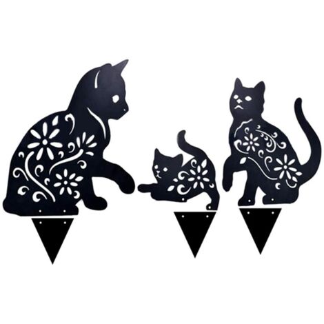 3-teilige Gartendekoration aus Metall: Katzen-Silhouette für den Rasen, Gartendekoration (1/5)