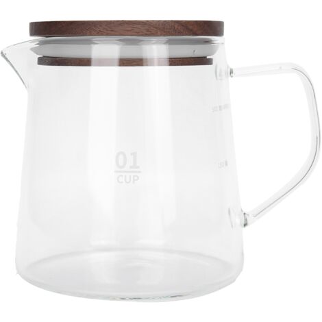 Hitzebeständiger Glaskessel mit Deckel und isoliertem Griff für Tee, Milch, Saft (300 ml) (1/5)