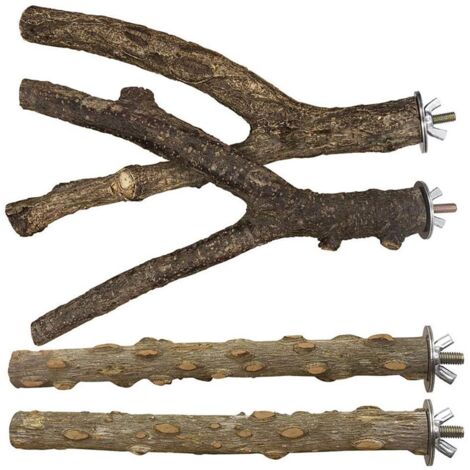 4-teiliges Vogelstangen-Set aus Holz – Hängespielzeug für Wellensittiche, Sittiche und kleine Vögel
