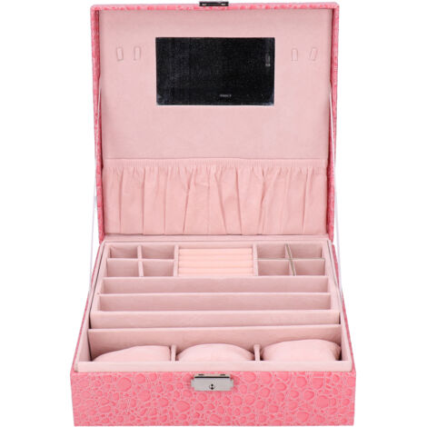 Schmuckkästchen aus rosa Kunstleder für Uhren und Accessoires – Aufbewahrungsbox für Mädchen (1/5)